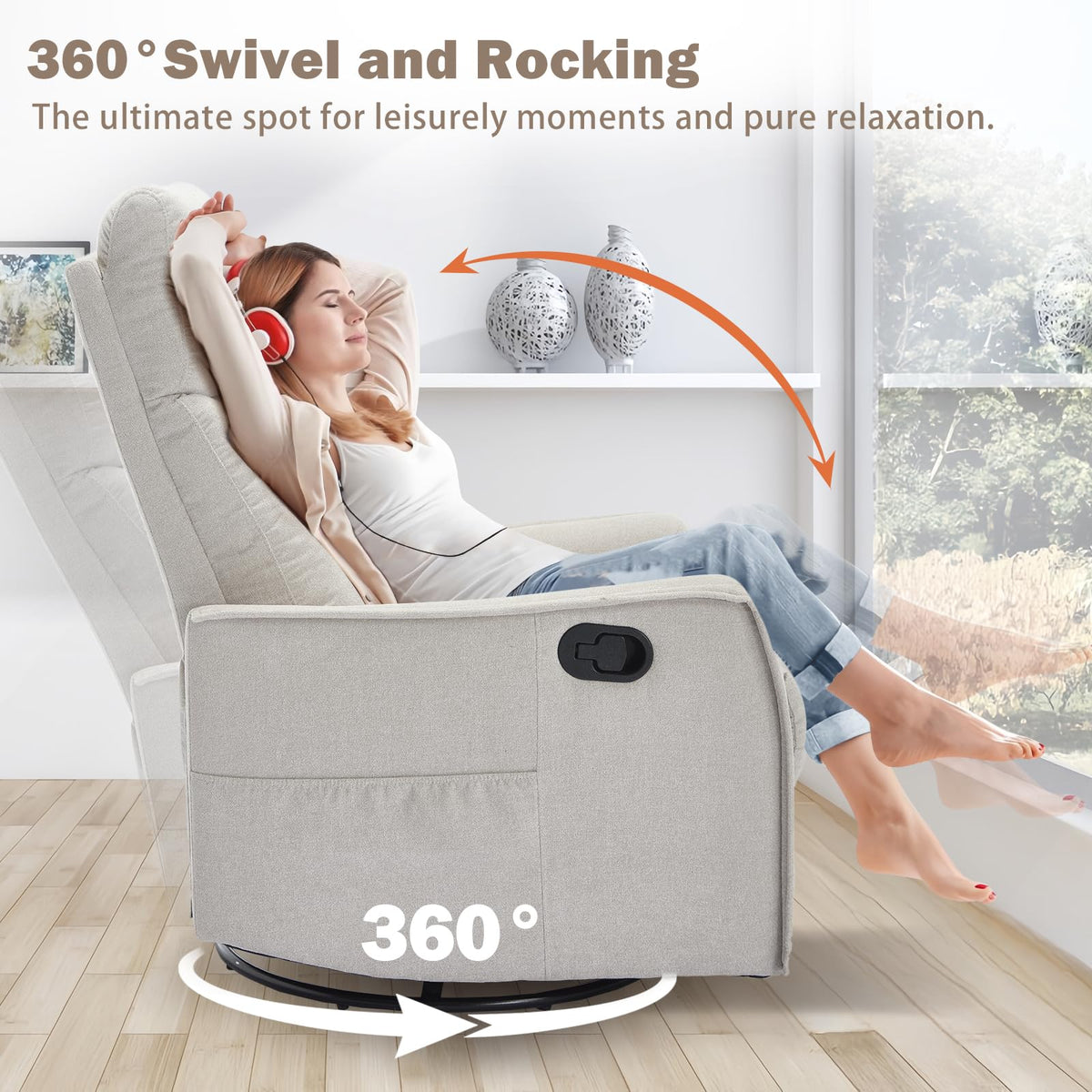 Swivel Rocker Recliner Chair with Heated Massage N3924