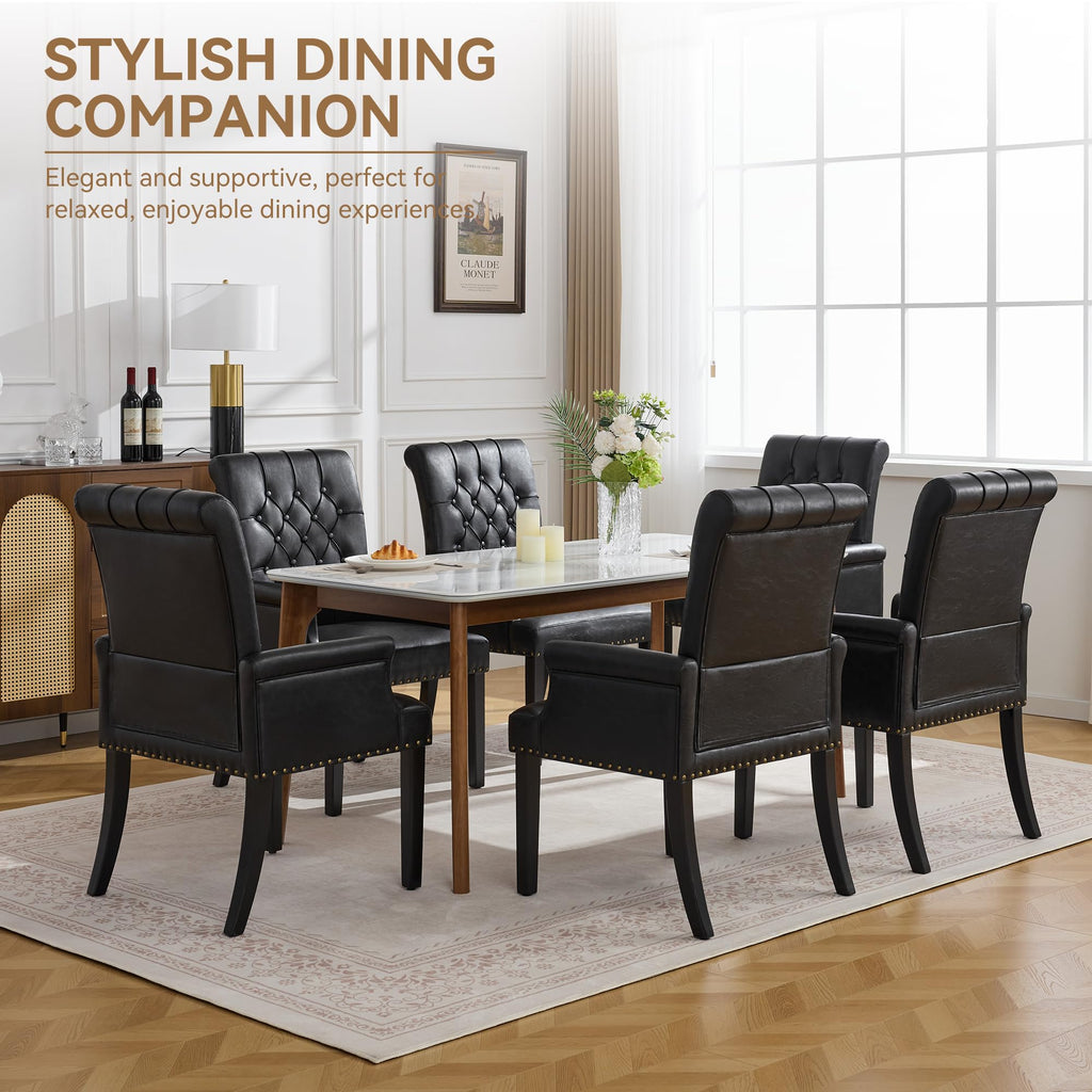 Black PU Leather Dining Chair with Arms F263