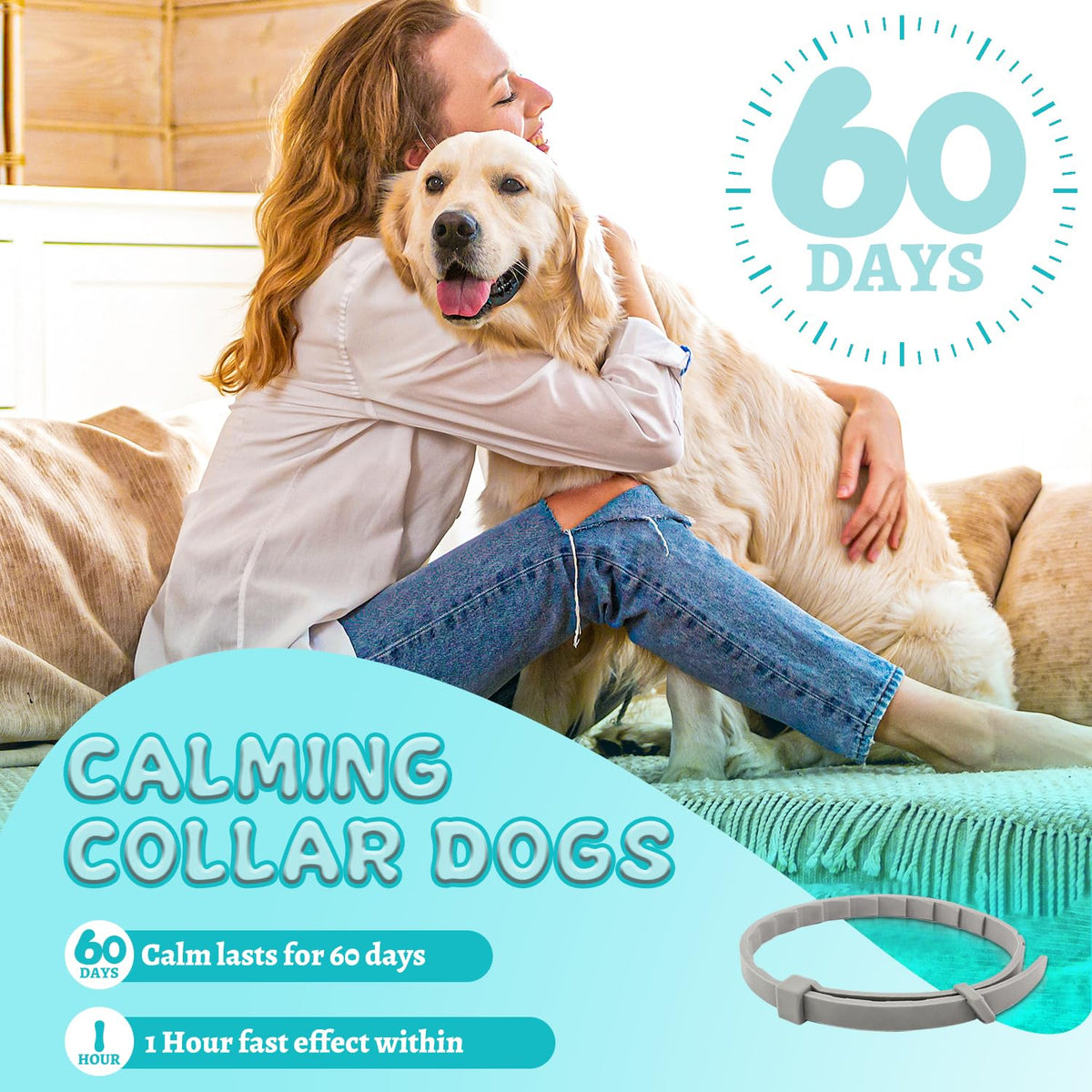 4 Packs Adjustable Dog Calming Collar Grey G326