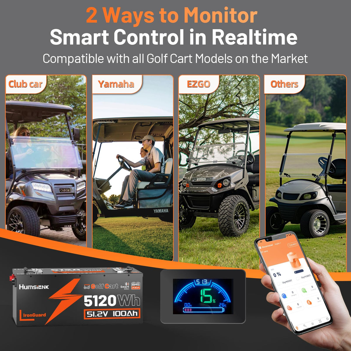 48V 100Ah LiFePO4 Golf Cart Battery W837