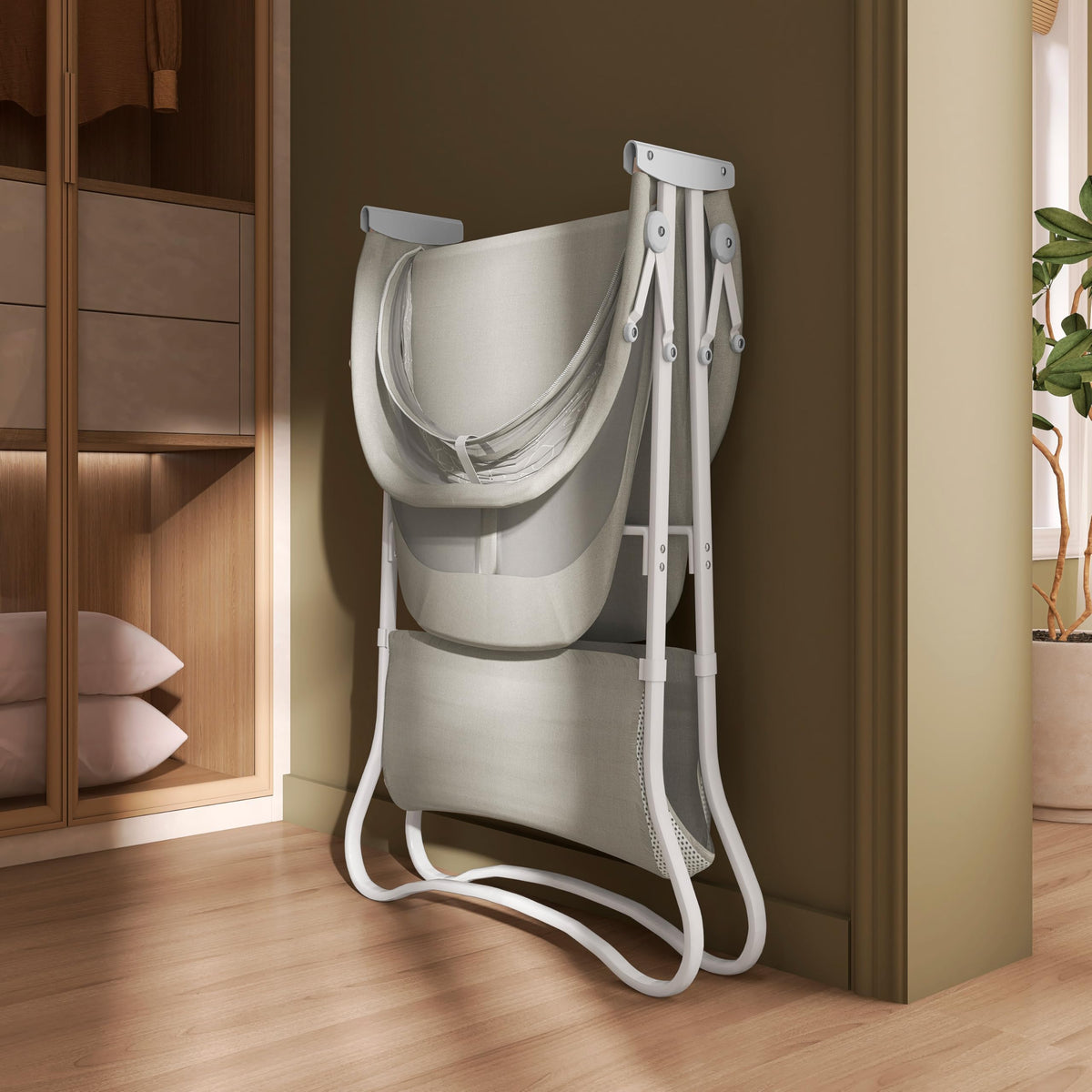 Portable Infant Bassinet, Double Mesh Canopy, Cool Grey N629