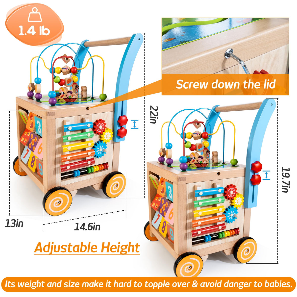 Wooden Activity Cube Baby Walker T4227