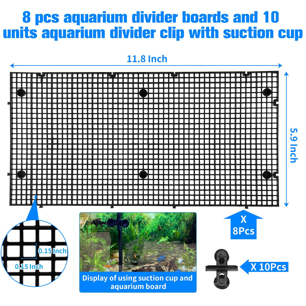 Fish Tank Divider with Suction Cups Adjustable Aquarium Isolation Board W523