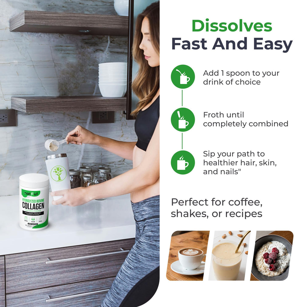 Hydrolyzed Bovine Collagen Peptides Powder with Vitamin C, Hyaluronic Acid, Zinc & B3 T409