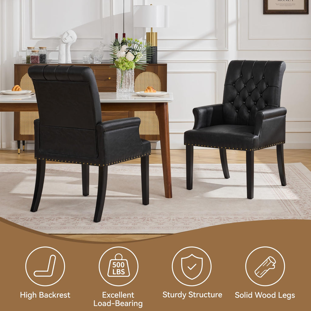 Black PU Leather Dining Chair with Arms F263