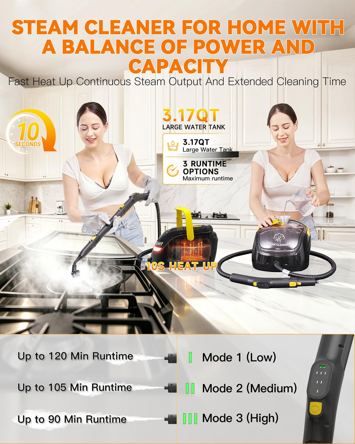 Steam Cleaner with Mop, 25 Accessories I402