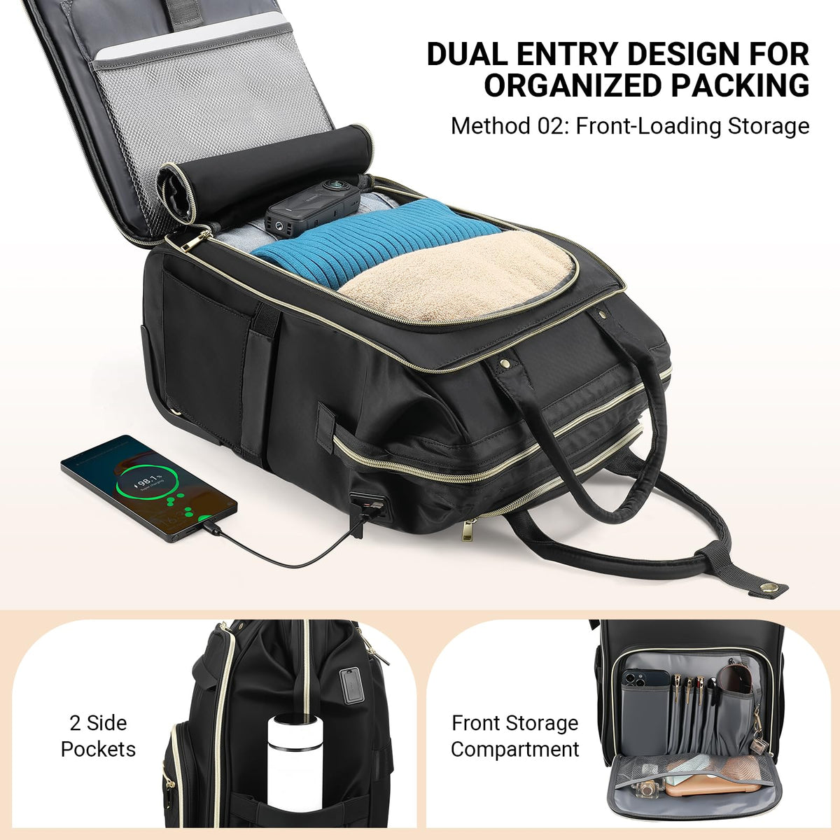 Rolling Backpack with Wheels, USB & Type-C Charging Port N63128