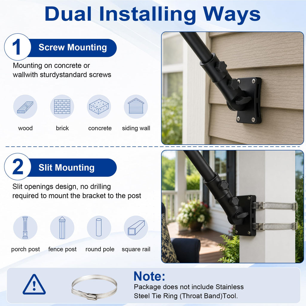 Aluminum Wall and Post Mount Flag Pole Holder W248689