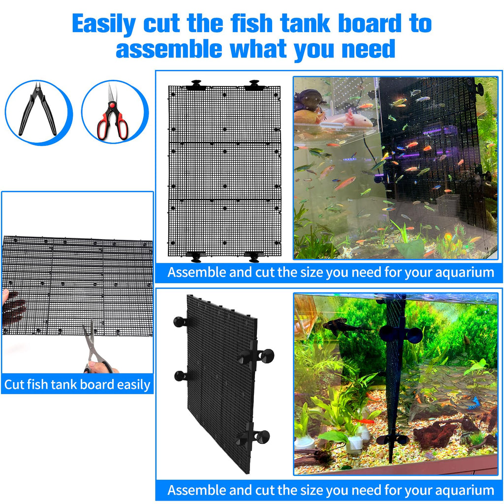 Fish Tank Divider with Suction Cups Adjustable Aquarium Isolation Board W523