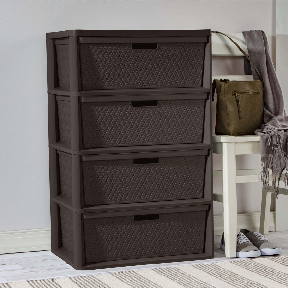 Brown 4 Drawer Storage Tower D4798