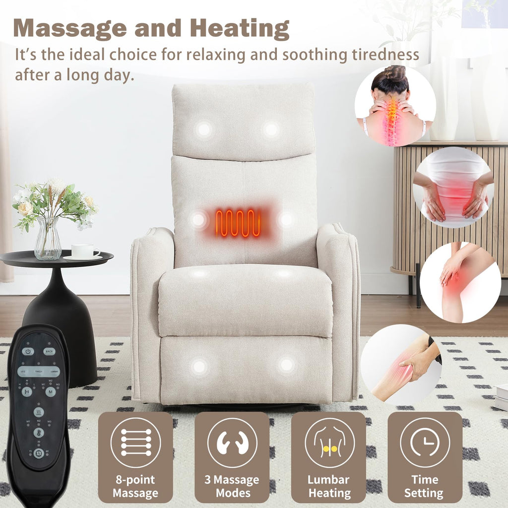 Swivel Rocker Recliner Chair with Heated Massage N3924
