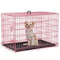24" Pink Double Door Wire Dog Crate with Divider U315363