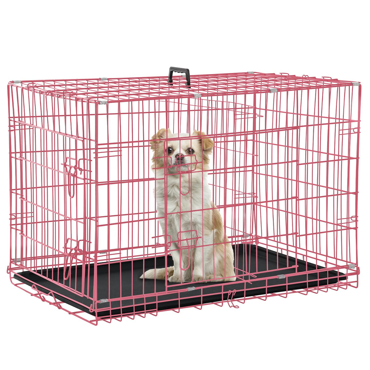 24" Pink Double Door Wire Dog Crate with Divider U315363