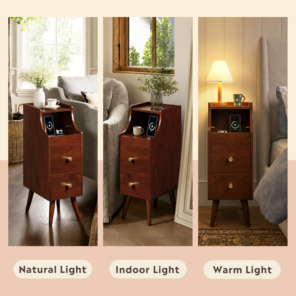 Slim Narrow Nightstand with Drawer Y42693