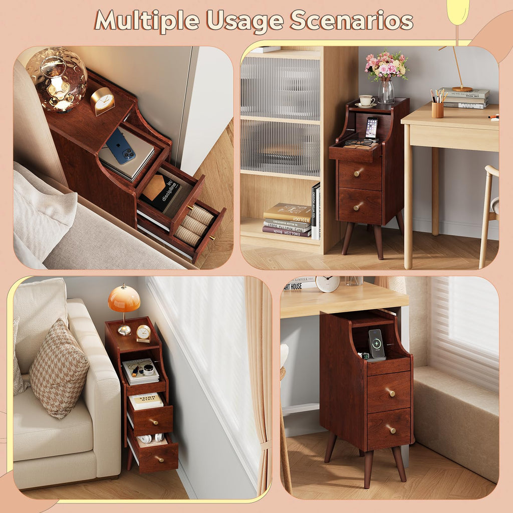 Slim Narrow Nightstand with Drawer Y42693