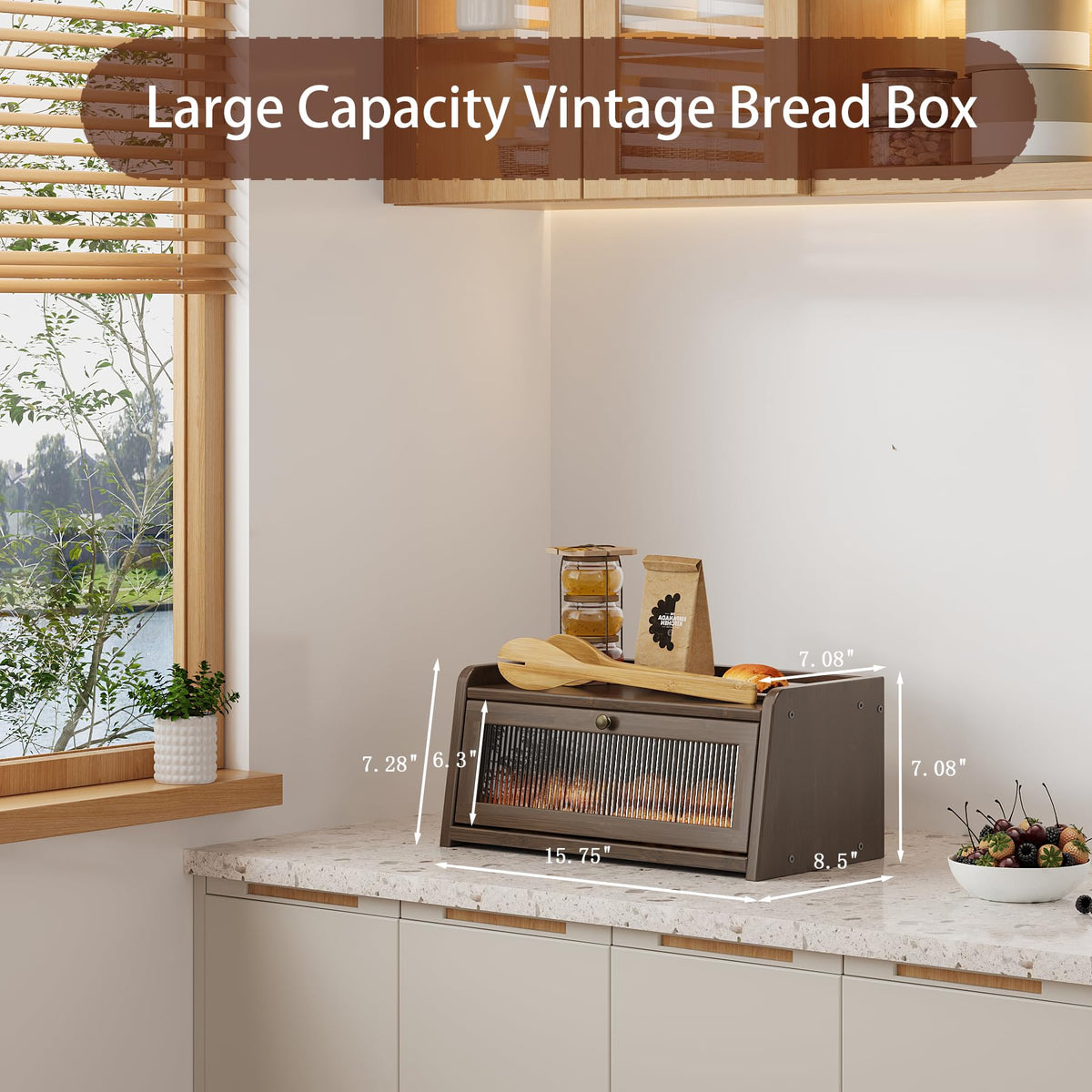 Bamboo Bread Box with Window P18645