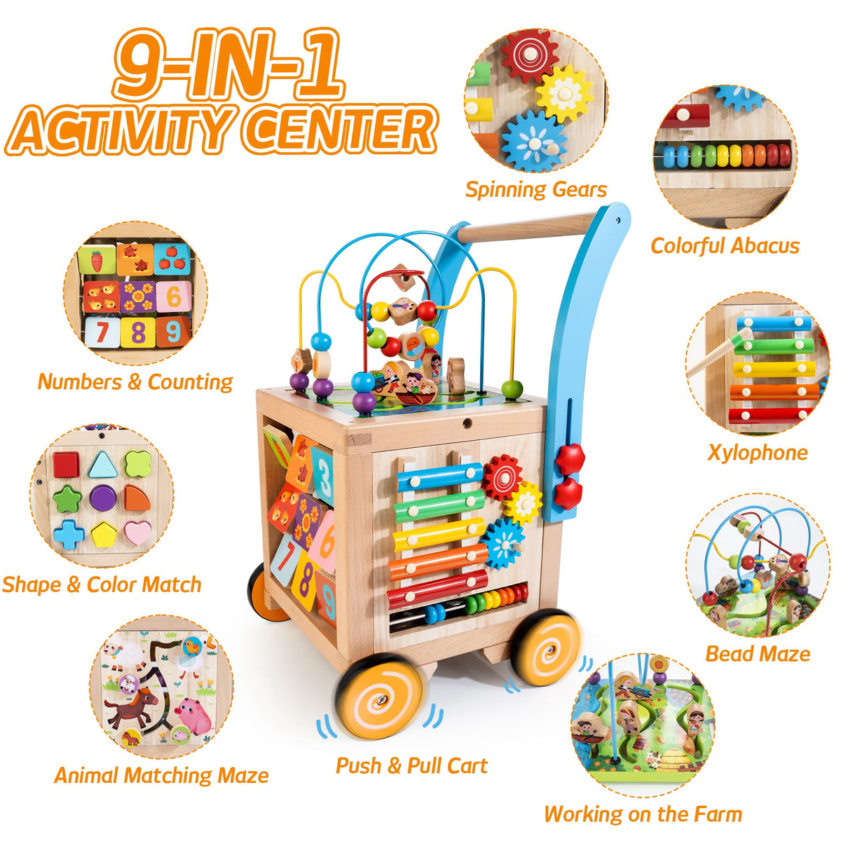 Wooden Activity Cube Baby Walker T4227