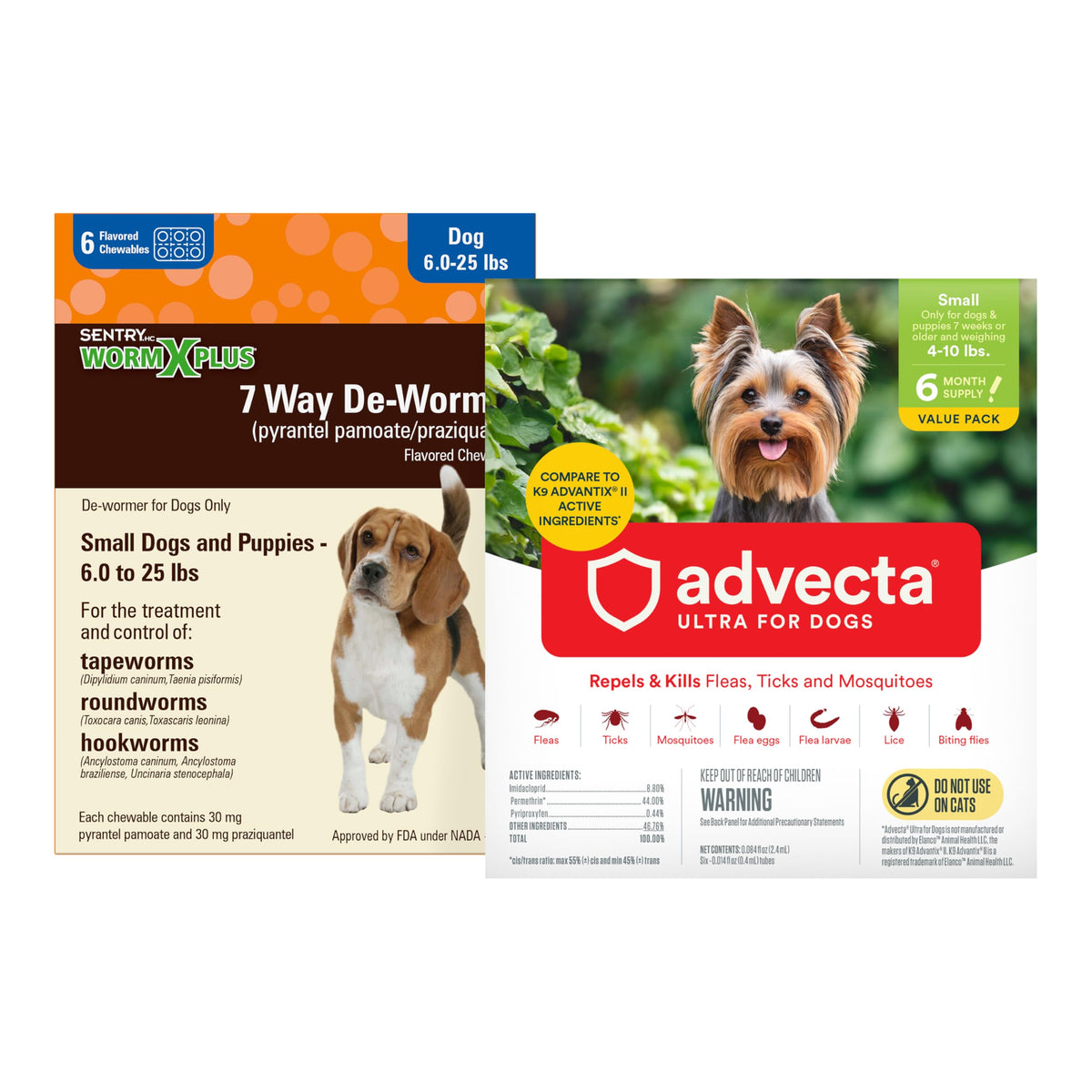 7 Way DeWormer and Flea and Tick Prevention for Small Dogs 6 Count S2431