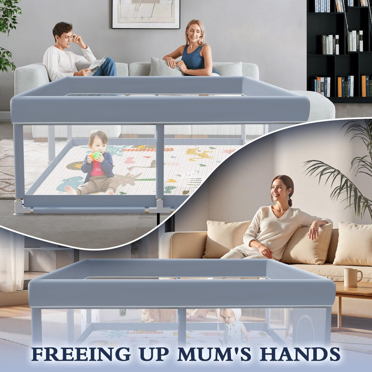 65 x 50 Inch Baby Playpen with Mat Z272