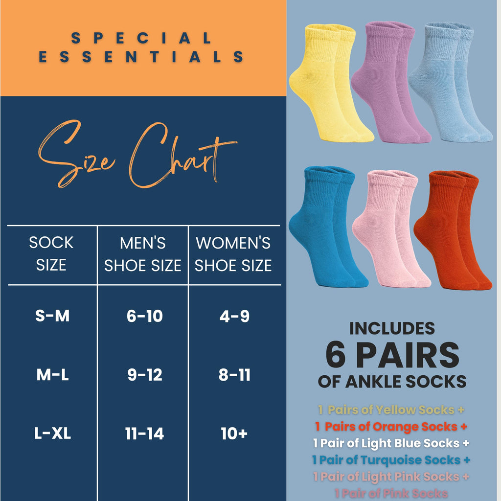 Women's Diabetic Ankle Socks, 6 Pairs, Non-Binding Z84263