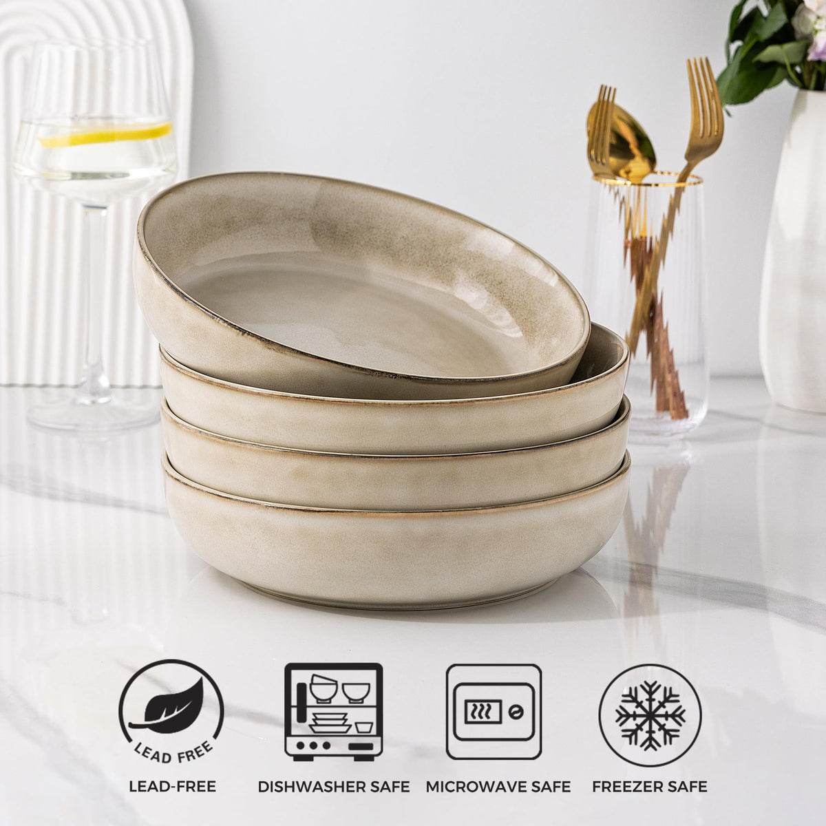 8.75'' 38oz Ceramic Pasta Bowls Set of 4 B83441