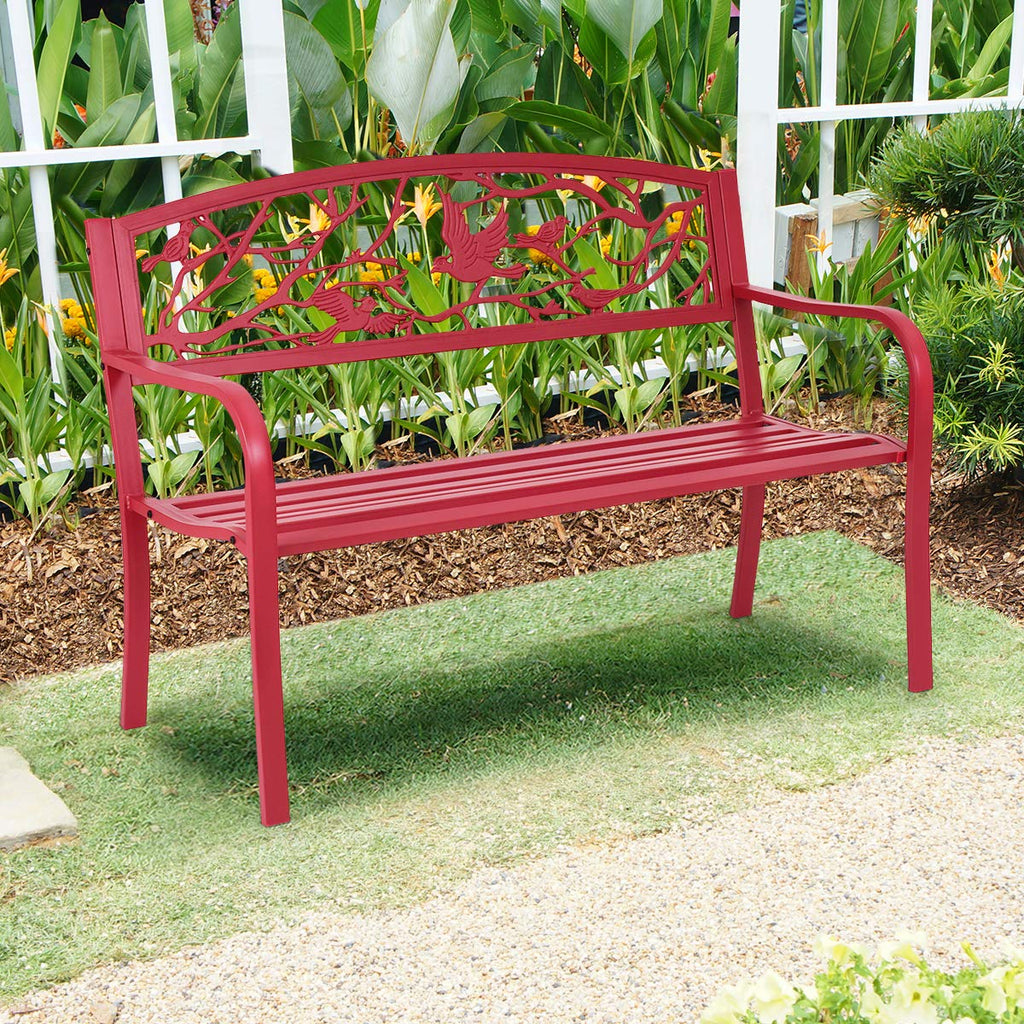 50" Outdoor Bench with Cast Iron Backrest X342