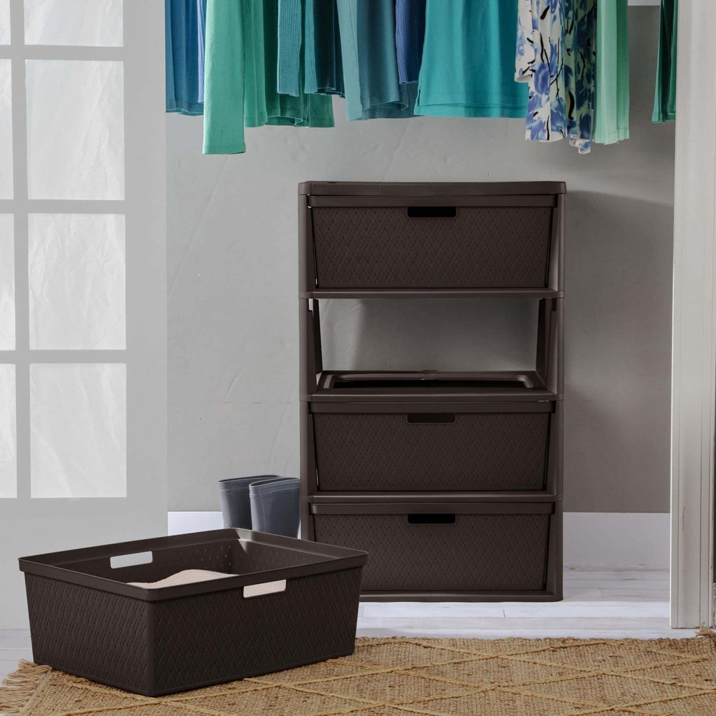 Brown 4 Drawer Storage Tower D4798