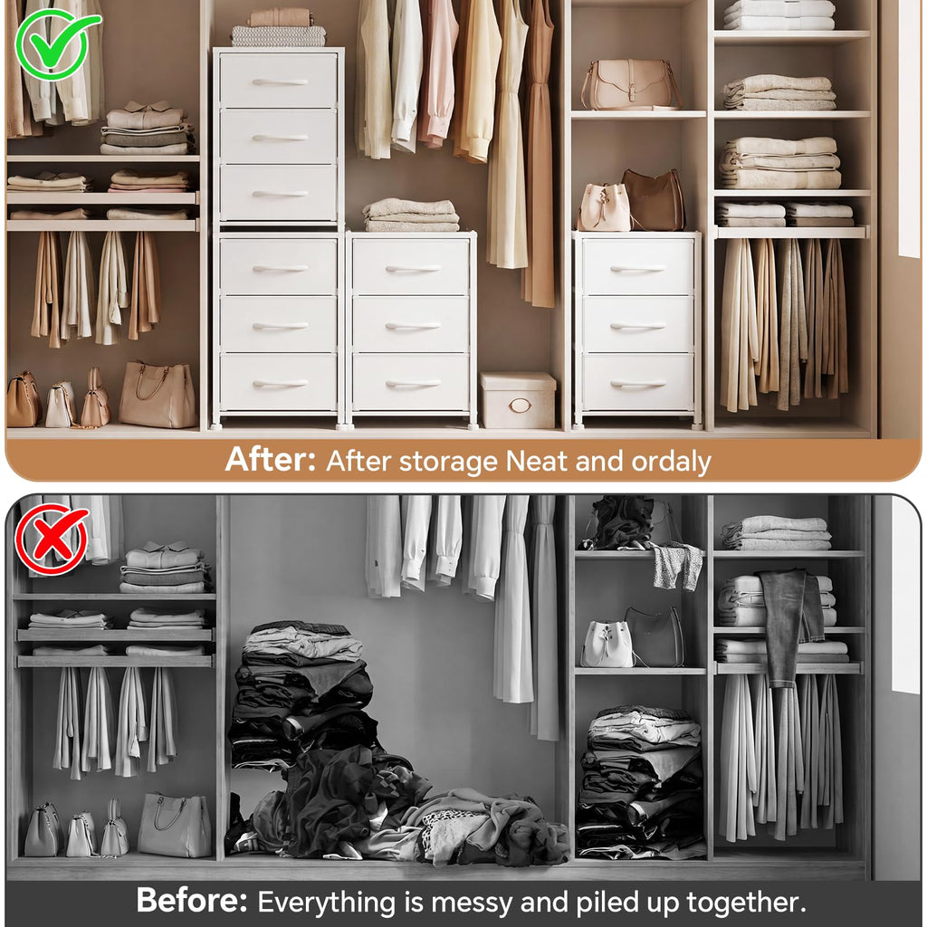 2-Pack Stackable 3-Tier Fabric Storage Drawers J543