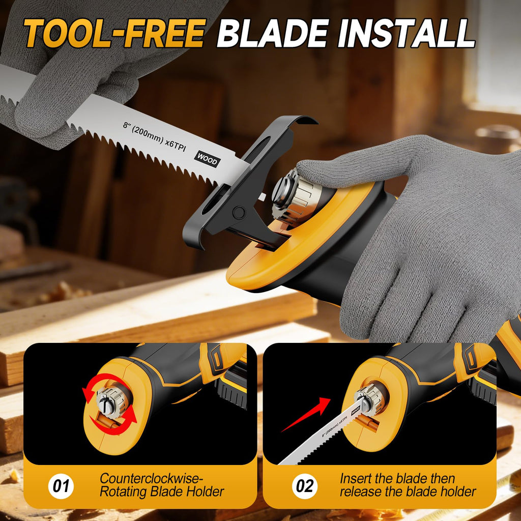 Cordless Brushless Reciprocating Saw with 8 Blades V73200