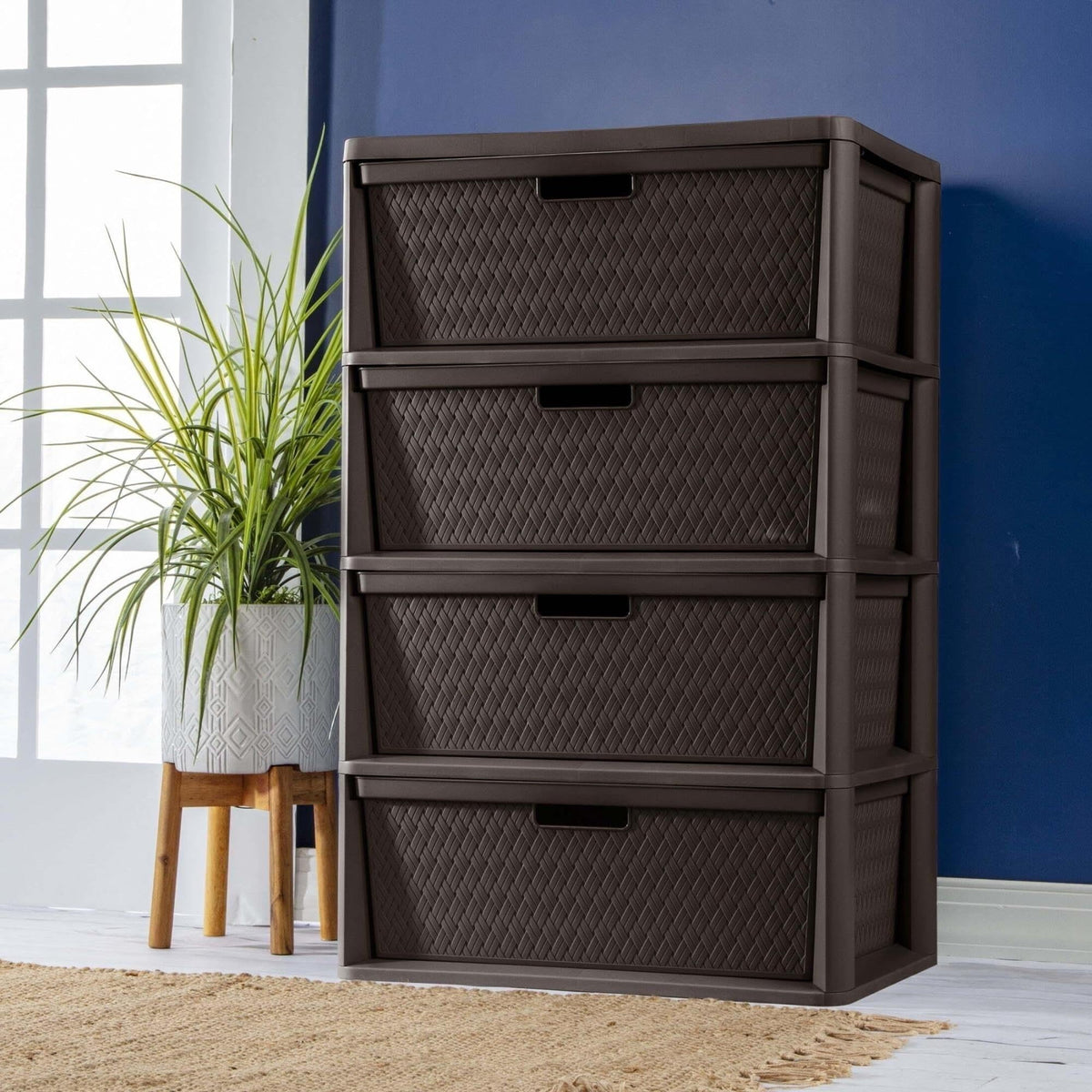 Brown 4 Drawer Storage Tower D4798