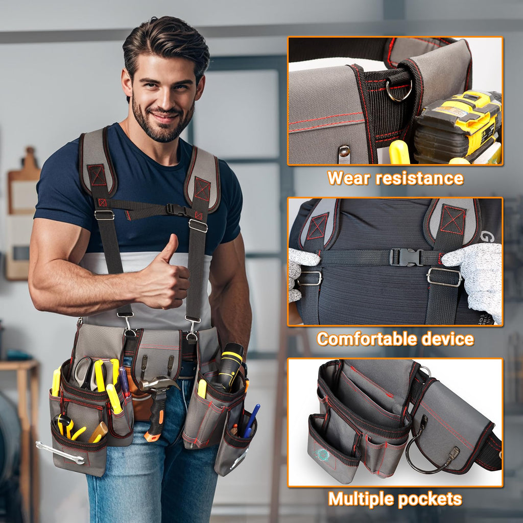 Heavy Duty Magnetic Tool Belt with Suspenders A306384