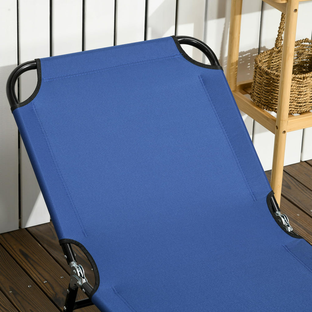 Blue 2 Pieces Folding Chaise Lounge Chair with 5-Level Back A6001