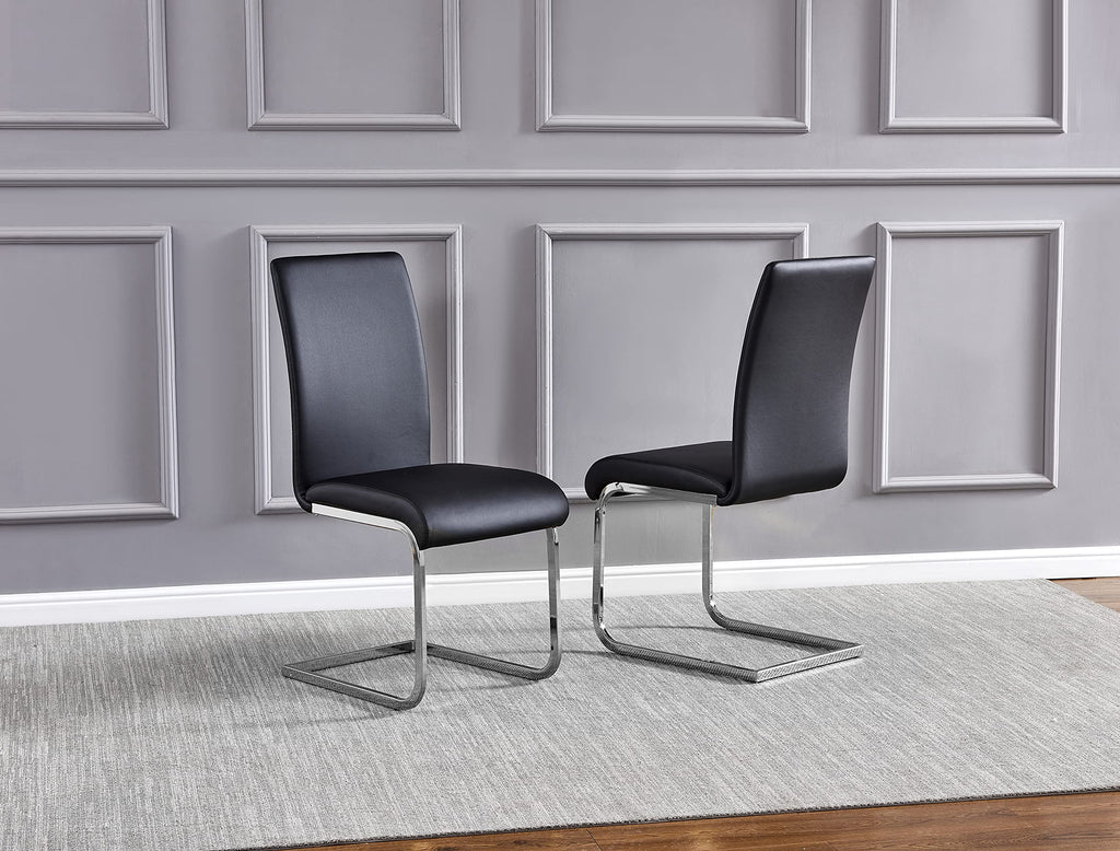 Black Faux Leather Dining Chairs Set of 2 J5479