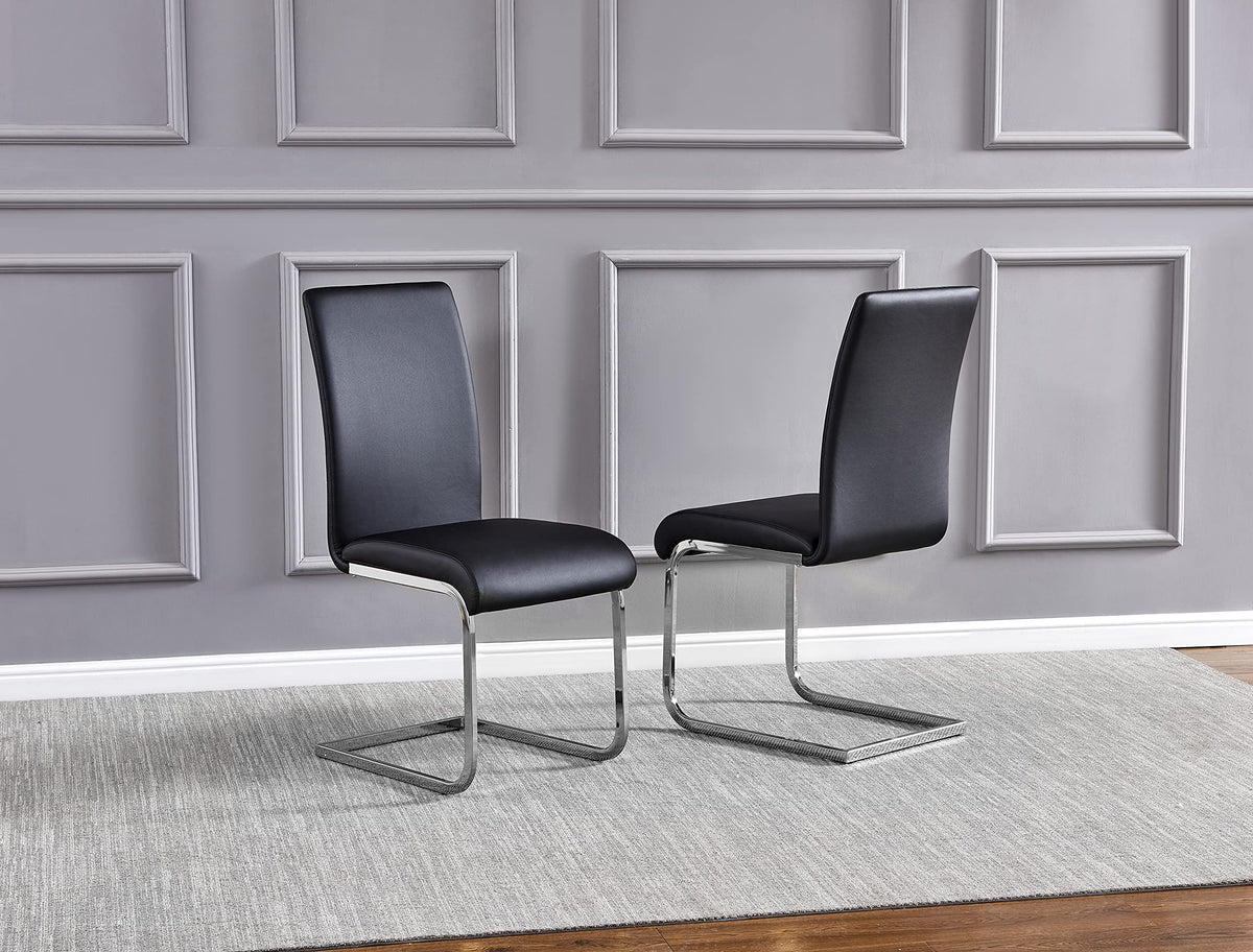 Black Faux Leather Dining Chairs Set of 2 J5479