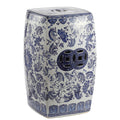 Blue White Ceramic Square Garden Stool J66872