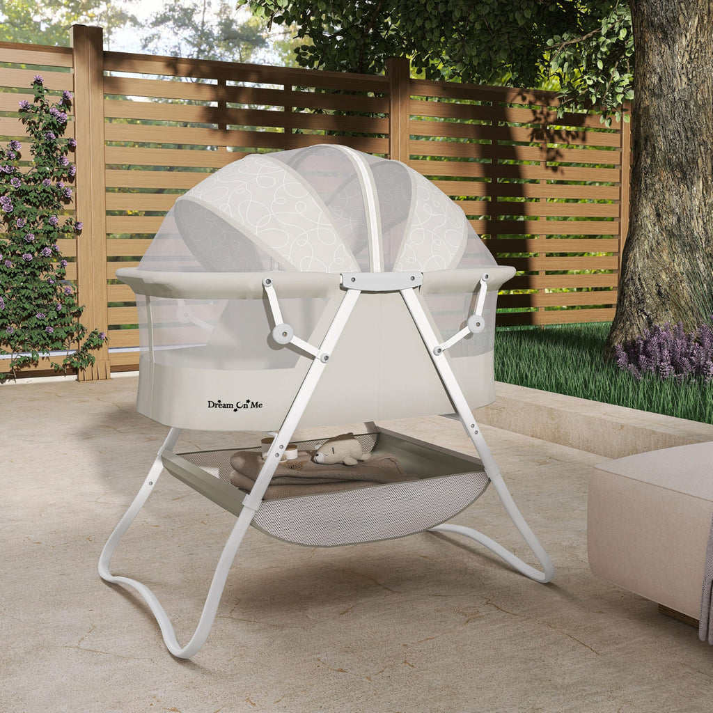 Portable Infant Bassinet, Double Mesh Canopy, Cool Grey N629