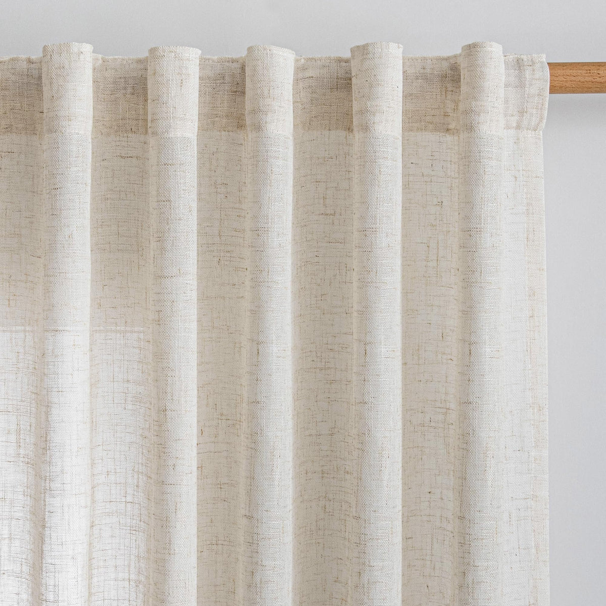 90 Inches Long Semi Sheer Linen Curtains, 2 Panels M10211