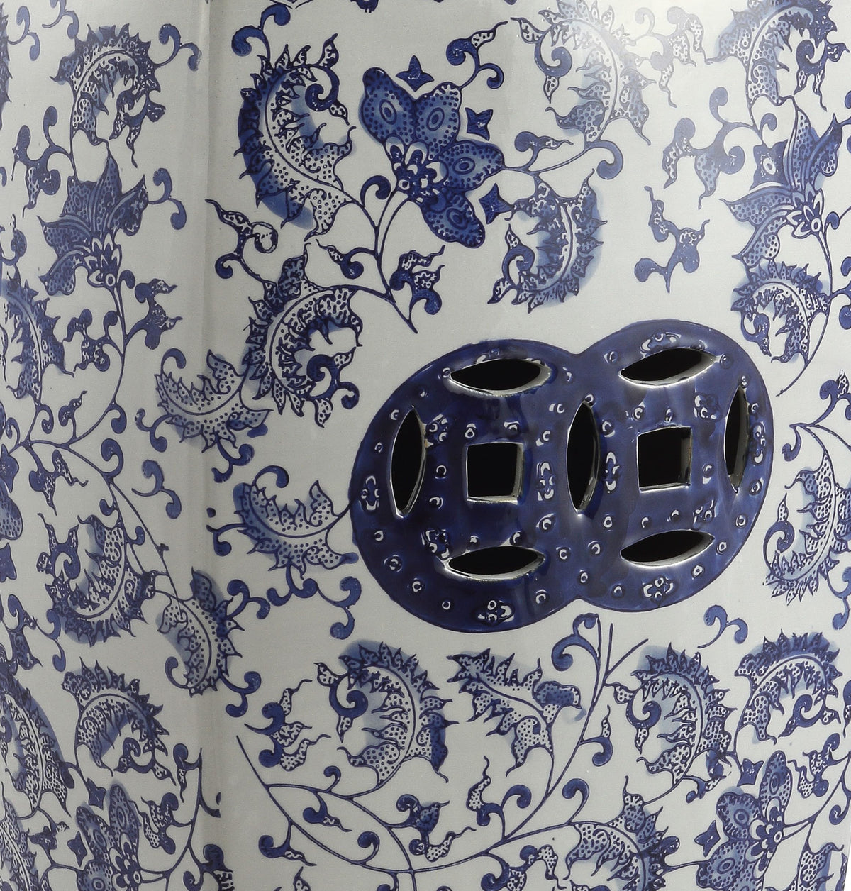 Blue White Ceramic Square Garden Stool J66872